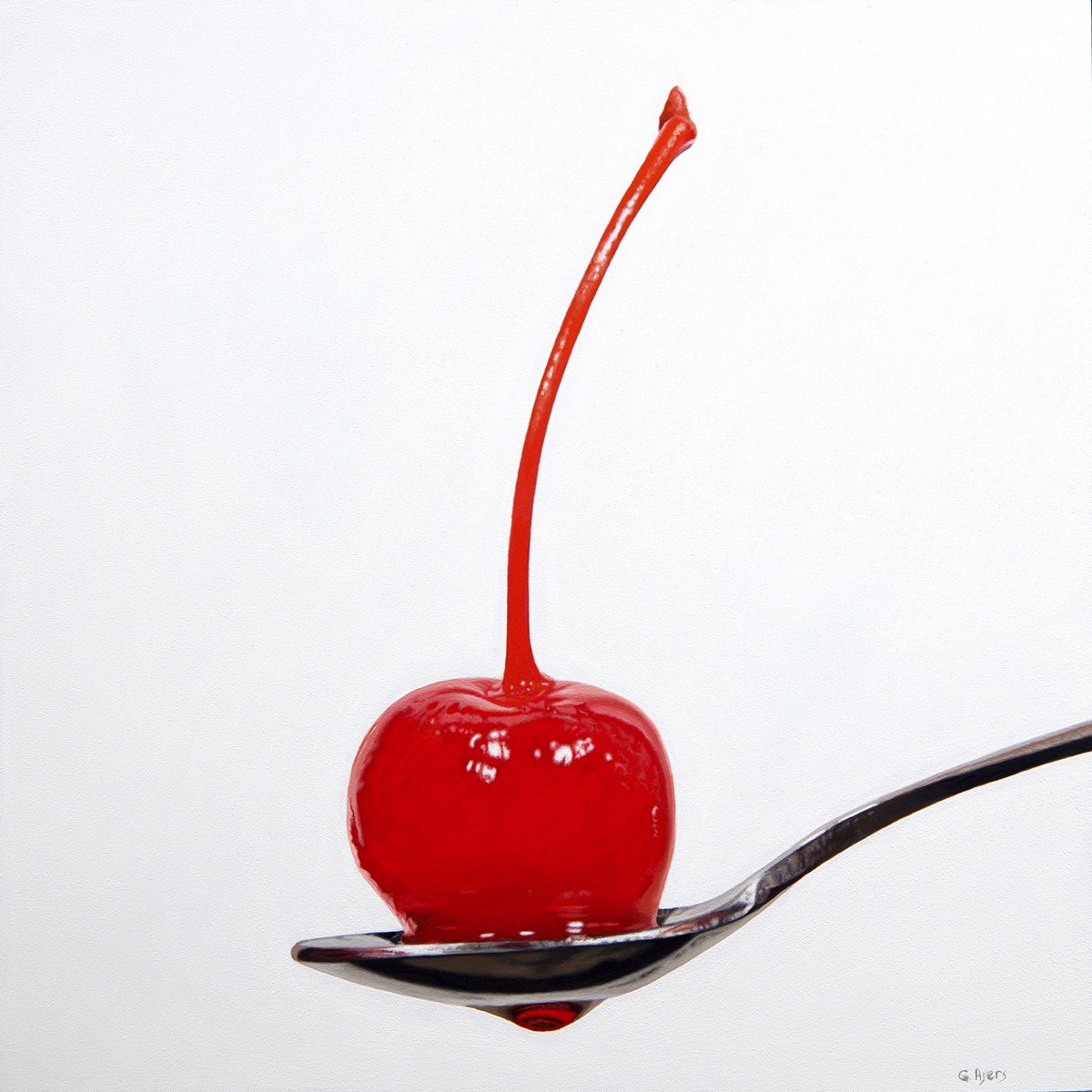 Cherry Drop - 12x12 - oil on panel
